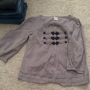 Chic Women's Lavender Blouse with Black Accents